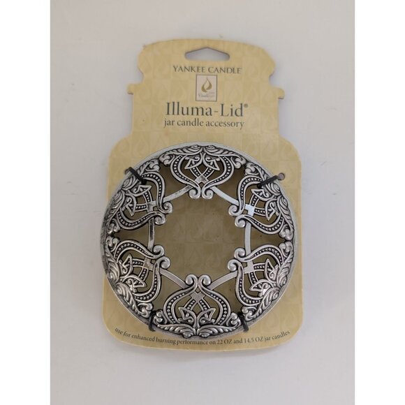 Yankee Candle Illuma-Lid Jar Candle Accessory Decorative Silver-Tone Design - Picture 1 of 3